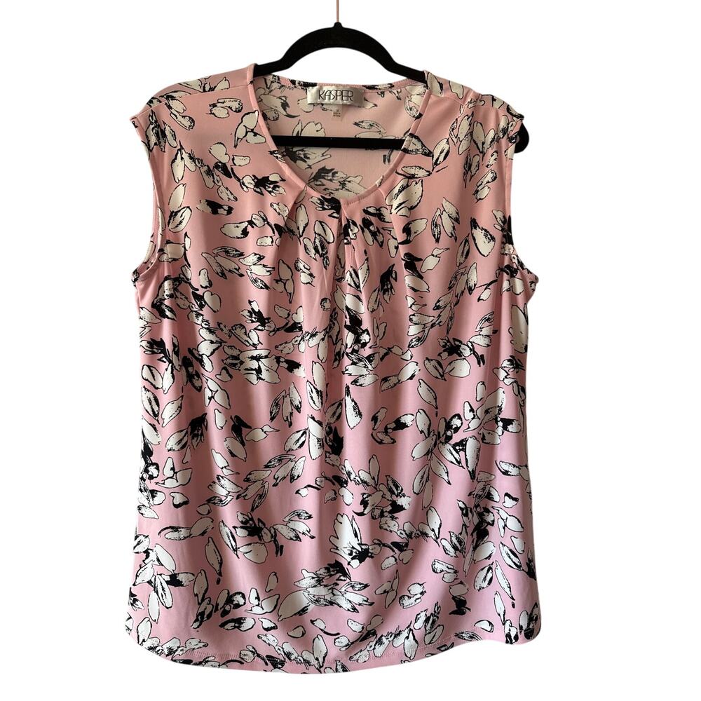 Kasper Pleated Keyhole Sleeveless Blouse, 1X